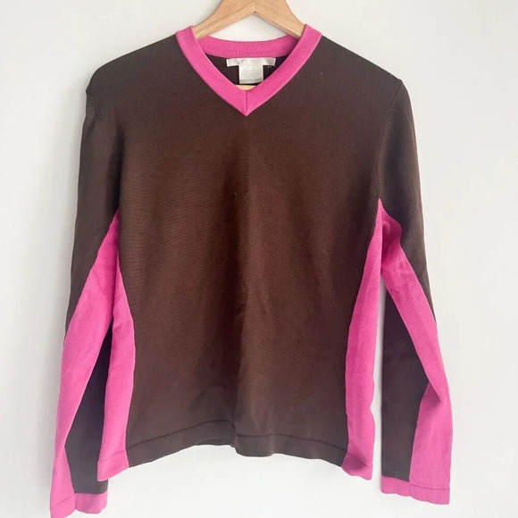 Nike Golf Brown Pink Knit Stretch Top M - Picture 2 of 6